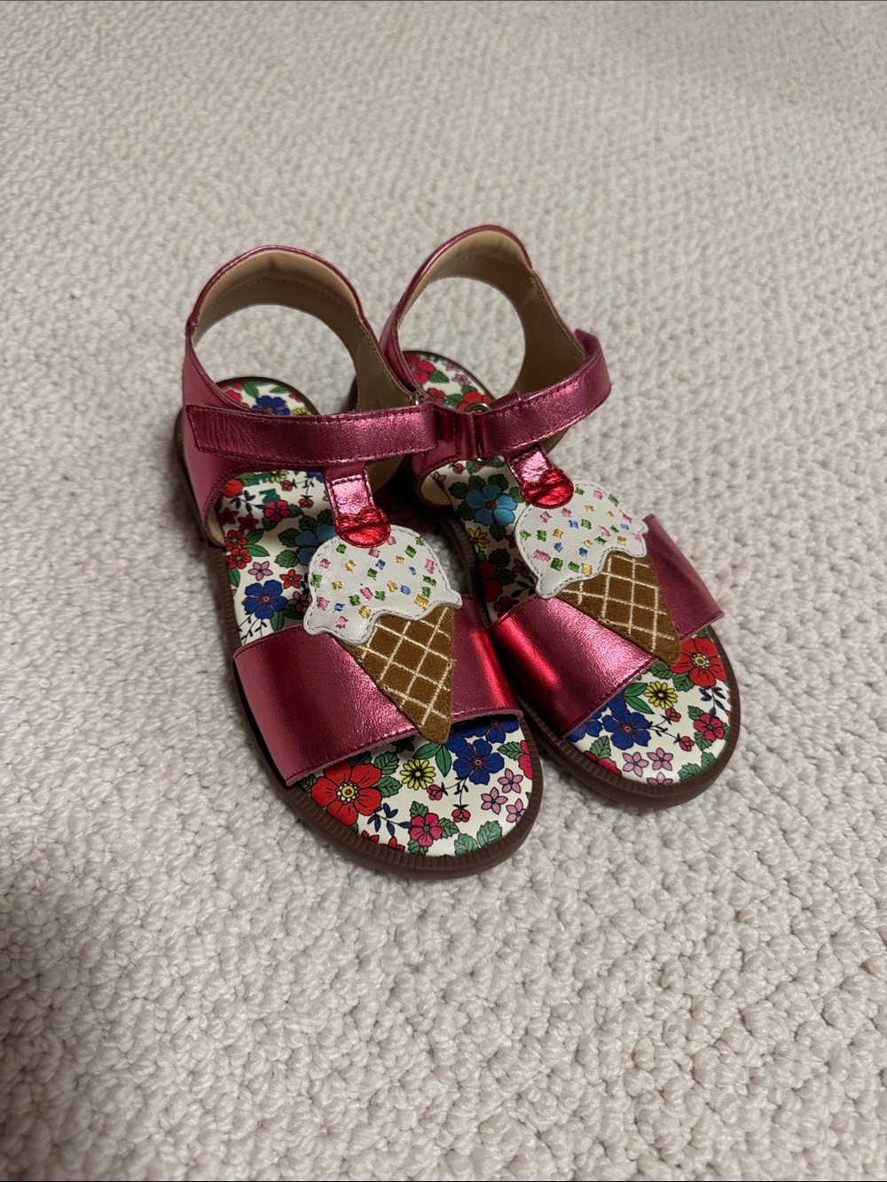 Kids Metallic Pink Ice Cream Sandals